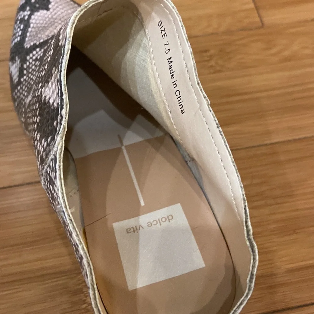 Dolce Vita snake print mules with 3 inch heel